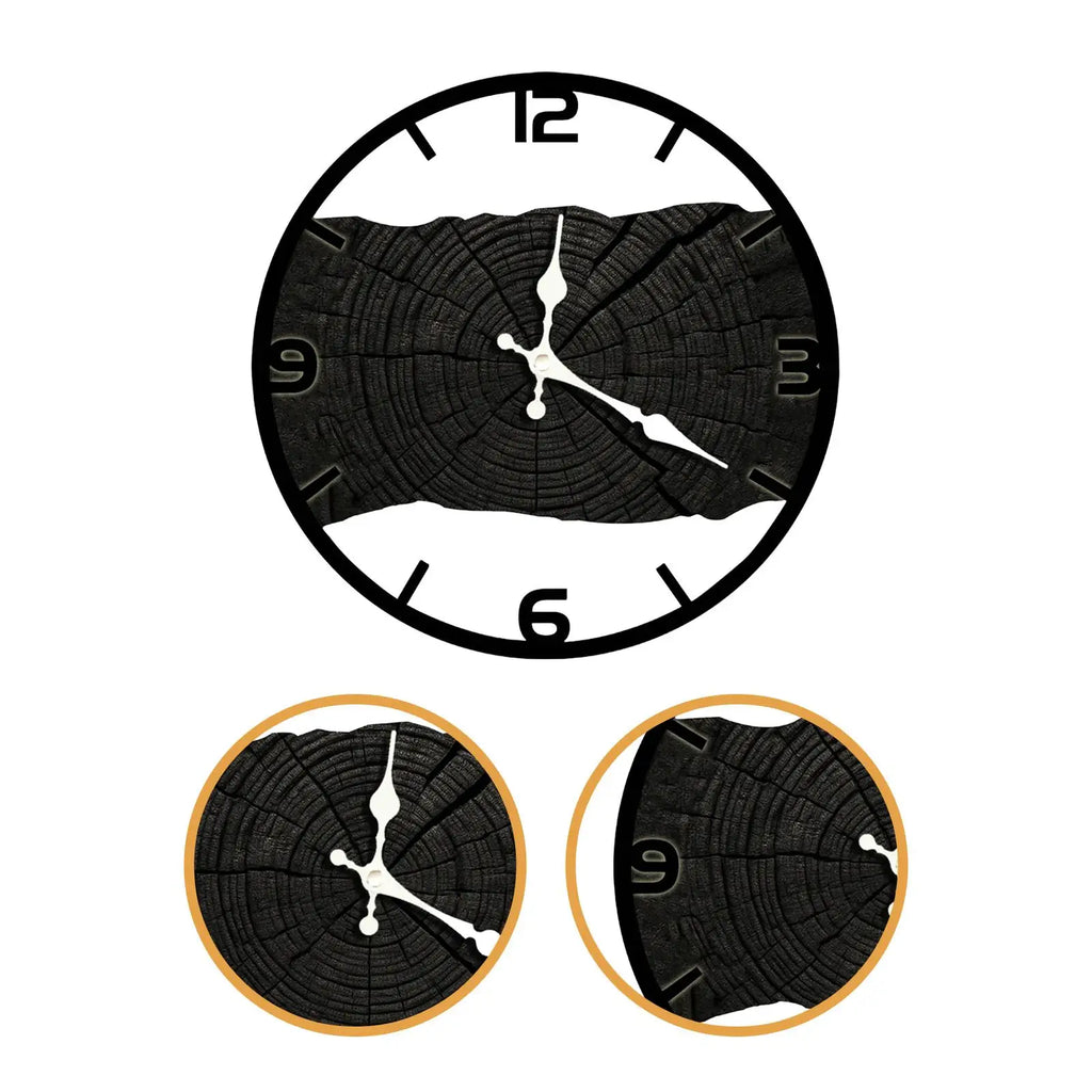 Silent Nature – Tystgående Väggklocka med Rustik Träkaraktär