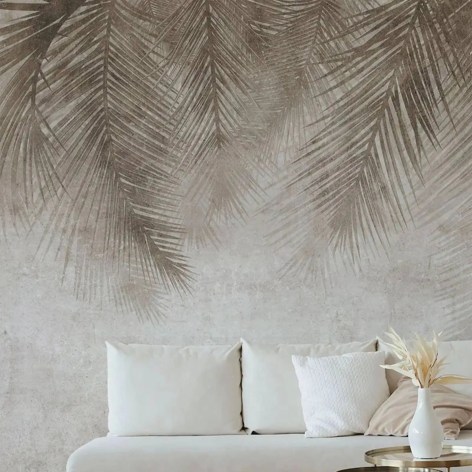 Fototapet Palmblad Beige – Harmonisk Väggdekor i Boho-stil