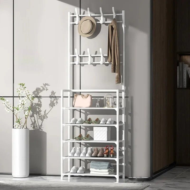 Hallmöbel 2-i-1 – Klädhängare & Skohylla (5 plan)