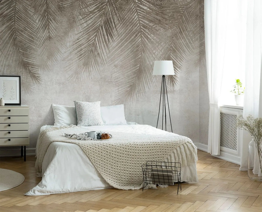 Fototapet Palmblad Beige – Harmonisk Väggdekor i Boho-stil